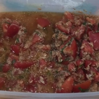 素麺のつけ汁 ツナトマト大葉